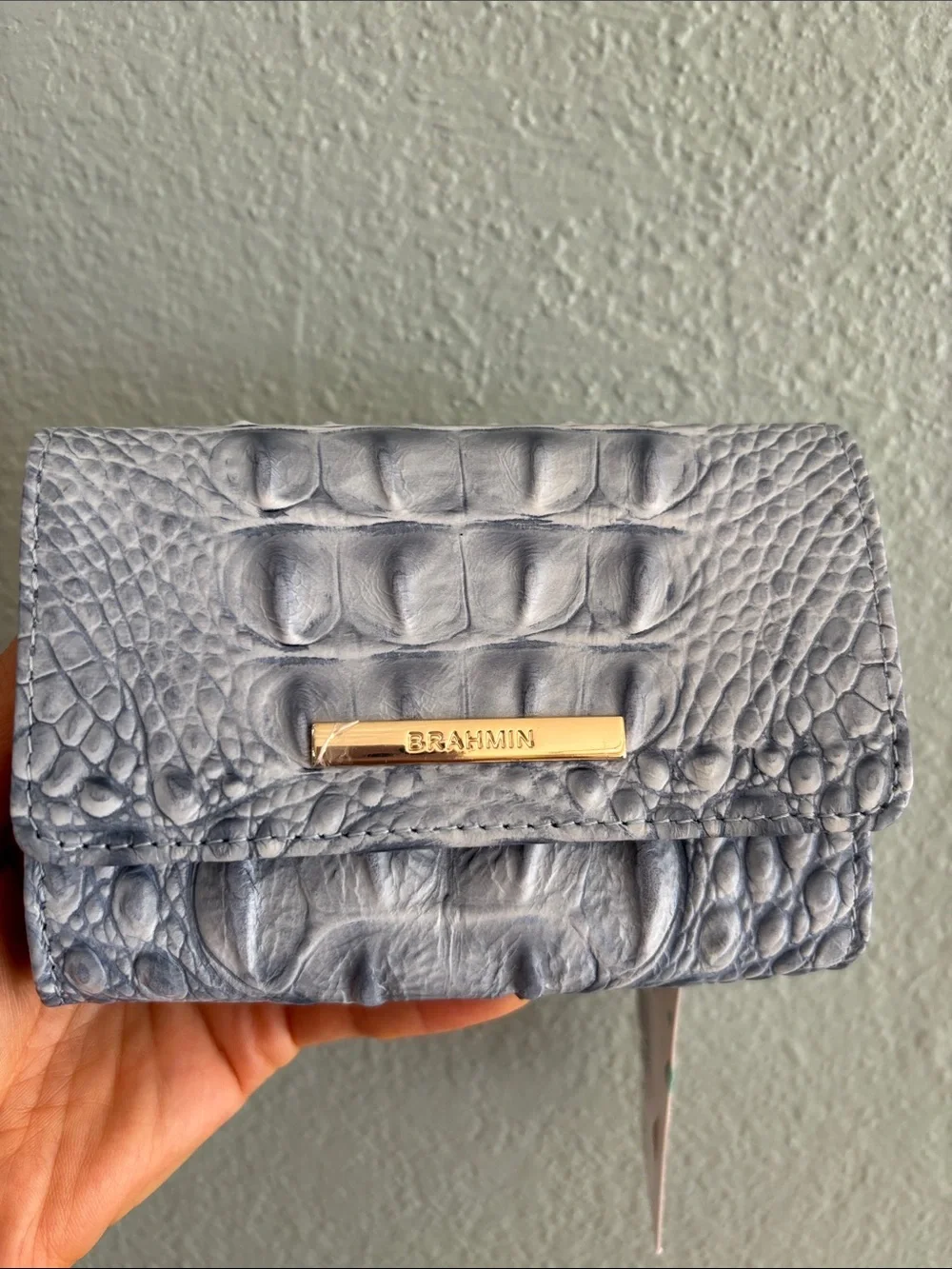 Brahmin Kerra Croc-Embossed Leather Wallet blue